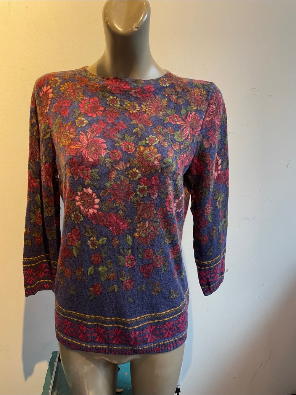 Talbots cashmere sweater floral